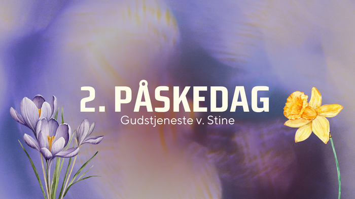 En livlig påske søndagsgudstjeneste-annonce med blomstrende blomster og teksten *