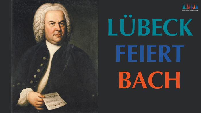 „Ein Porträt von Johann Sebastian Bach mit Text zur Feier des Lübecker Bach-Festivals auf Deutsch.“