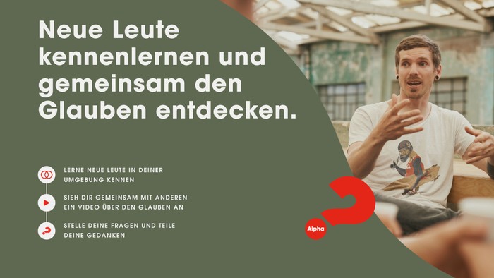 Grafik zur Förderung des Glaubenslernens durch das Kennenlernen neuer Menschen und das Teilen von Gedanken per Video.