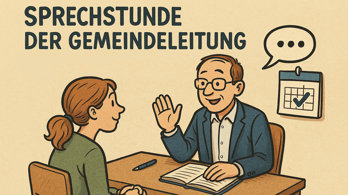 Eine Frau und ein Mann sitzen an einem Tisch, während der Mann redet und die Frau zuhört.