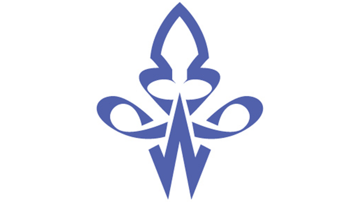 Blue stylized letter 