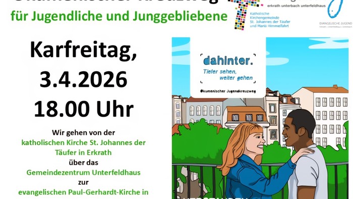 Ökumenische Karfreitags-Jugendwallfahrt ab Erkrath, beginnend an der Kirche St. Johannes der Täufer.