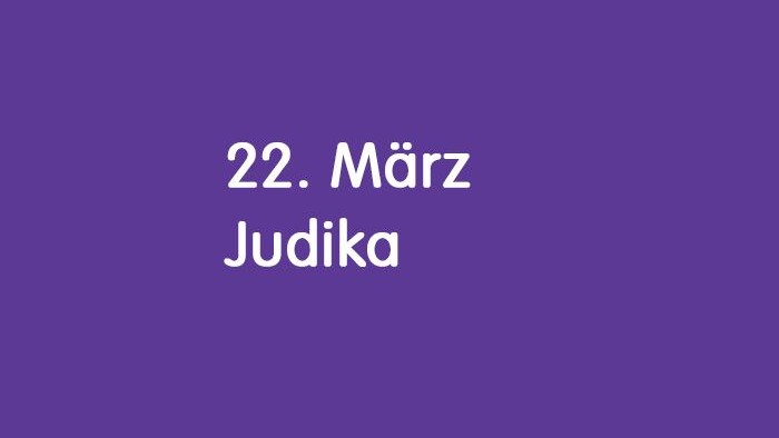 Das Bild zeigt den Text 22. März Judika - Der Hintergrund ist violett