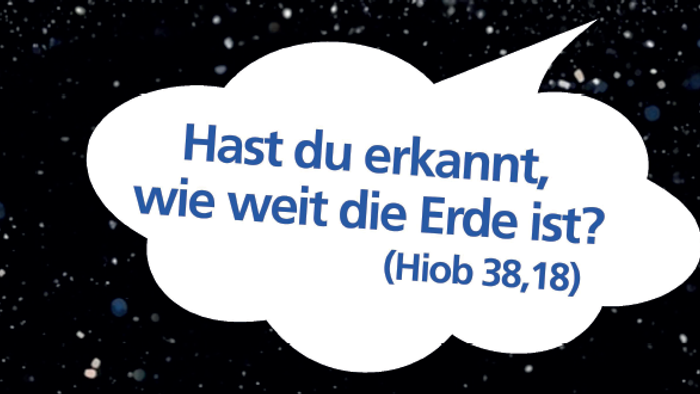 Comic-Style-Plakat mit der Frage nach der Erkenntnis der Weite der Erde, unter Bezugnahme auf Hiob 38,18 für die Schöpfungstag-Veranstaltung 2026.