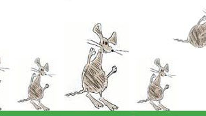 Eine Reihe von Karikaturen zeigt einen Mann in verschiedenen frustrierten Posen, der schließlich einen Ballon aufstechen lässt.