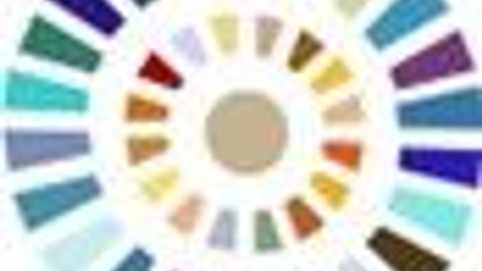 Bunte konzentrische Ringe in einem kreisförmigen Verlaufsmuster mit einem zentralen grauen Kreis.