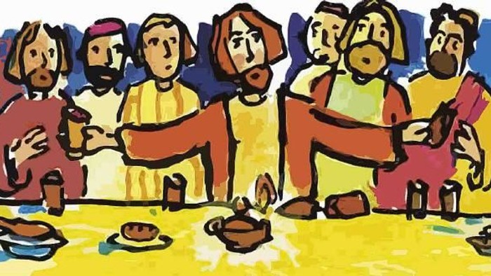 Zeichnung von Jesu Abendmahl mit seinen Jüngern