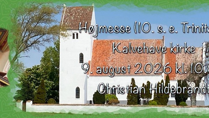 Meddelelse om kirkelig begivenhed med et foto af en mand, en kirke og detaljer om gudstjenesten.