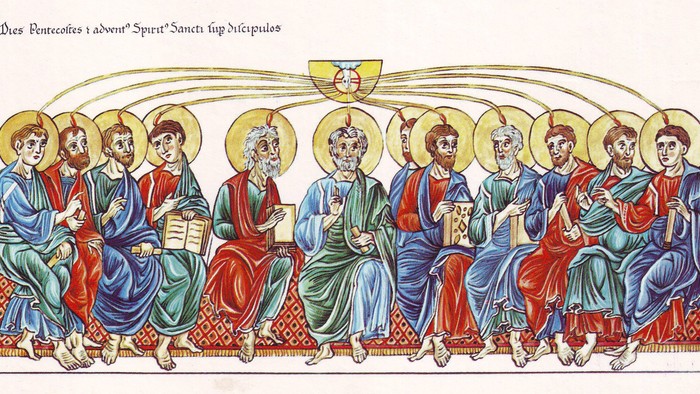 Die Apostel versammelt um Christus in der Mandorla