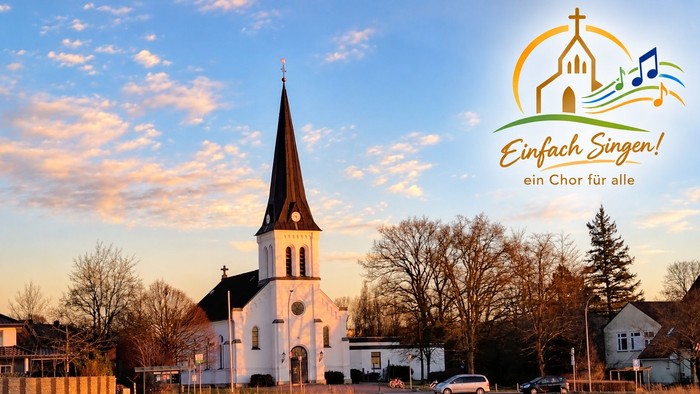 Martin-Luther-Kirche Lohe mit dem Logo des Gemeindechores Einfach Singen