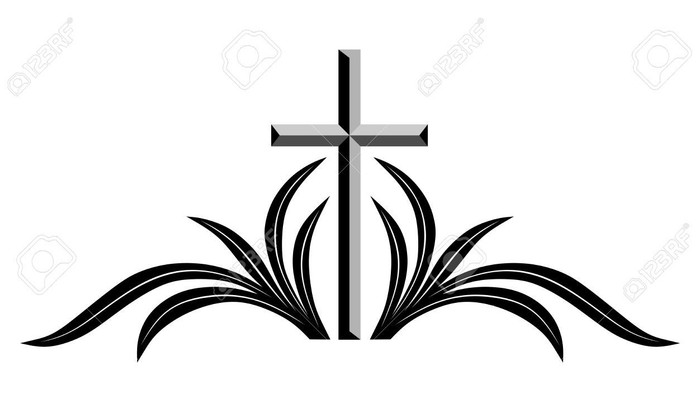 Cross on stylized grass.