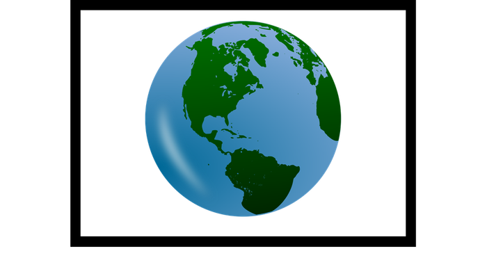 Earth globe with continents and oceans