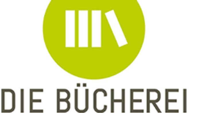 Logo für eine Buchhandlung namens *„Die Bücherei“* mit einem grünen Kreis, in dem gestapelte Bücher abgebildet sind.