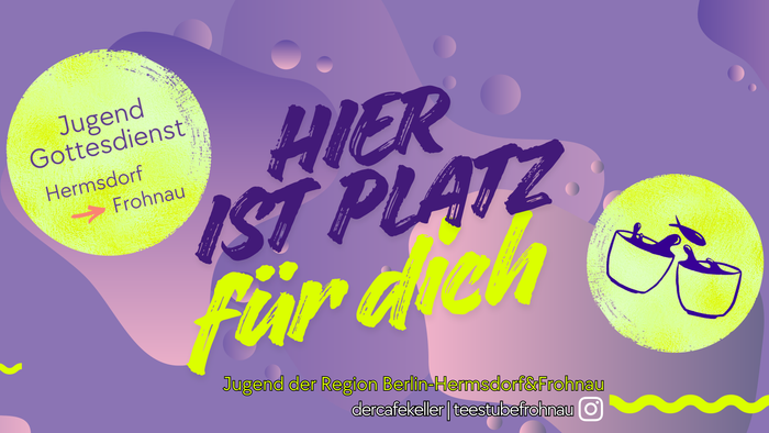 Einladendes Plakat für Jugendangebote in Hermsdorf und Frohnau – zur Teilnahme motivierend mit lebendigem, einladendem Design.