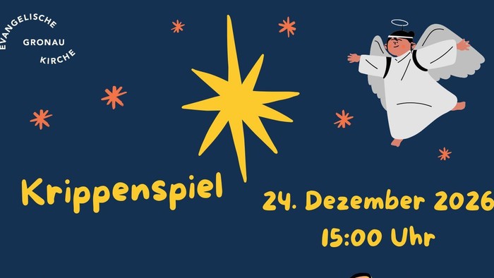 Plakat für den Krippenspielgottesdienst in der Stadtkirche am 24.12 um 15 Uhr