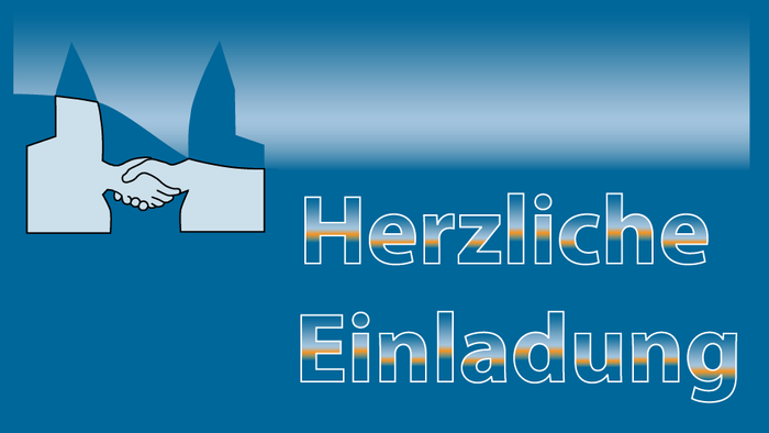 Das Bild zeigt ein Logo mit einem Händeschütteln und dem Text 
