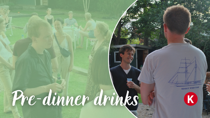 En gruppe af venner træffer sig til forædlingsdrikke i en trækirkegård