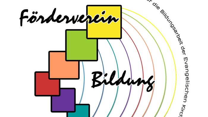 Logo des Förderverein. Bunte Quadrate bilden den linken Rand des Logos