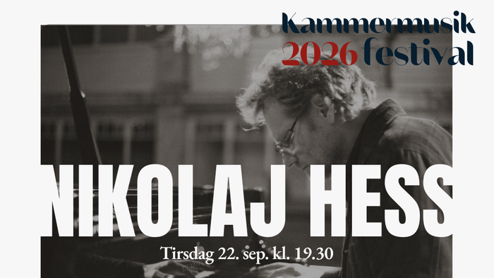 Plakat for Nikolaj Hess' kammermusikfestivalkoncert den 22. september kl. 19:30 i Rødovre Kirke.
