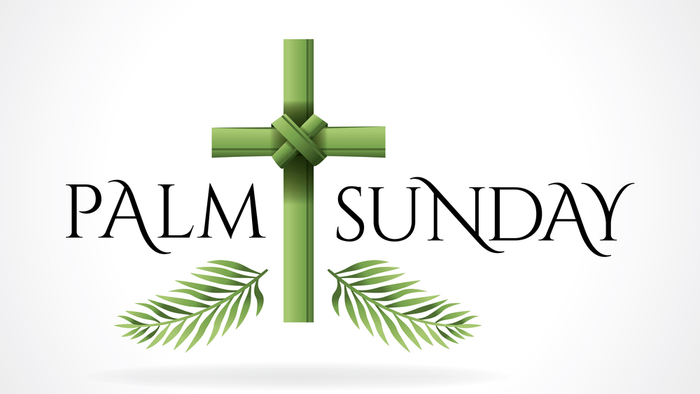 Palm Sunday cross with palm leaves