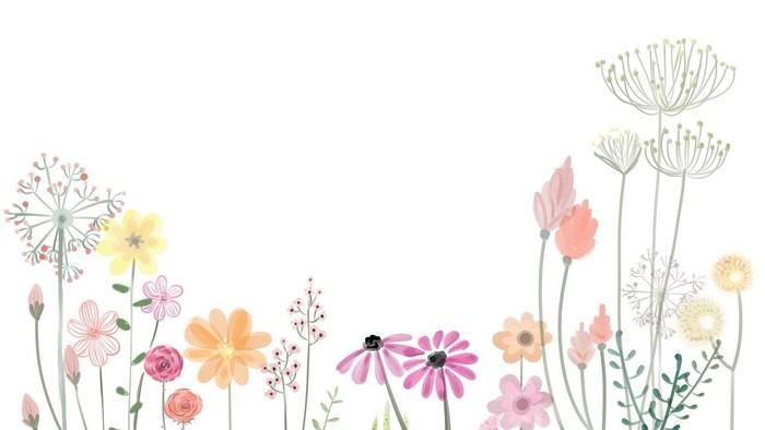 En blomsterdekoreret ramme med forskellige farvede blomster og grønne blader