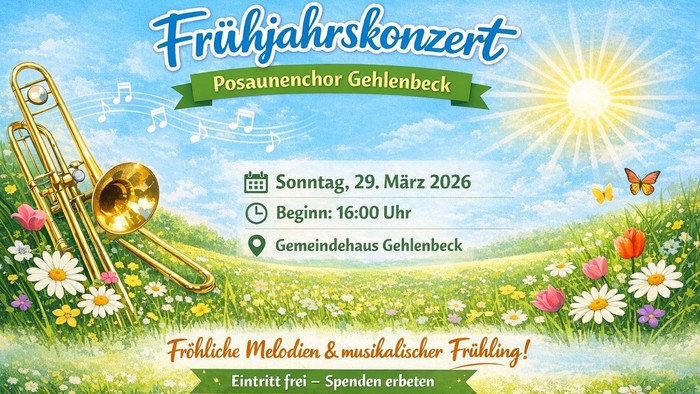 Einladung zum Frühjahrskonzert des Posaunenchores Gehlenbeck am 29. März 2026 im Gemeindehaus Gehlenbeck