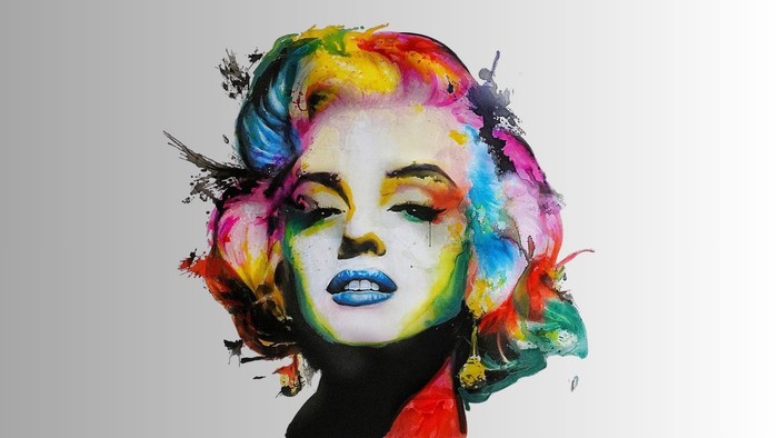 Farbige Kunstzeichnung von Marilyn Monroe