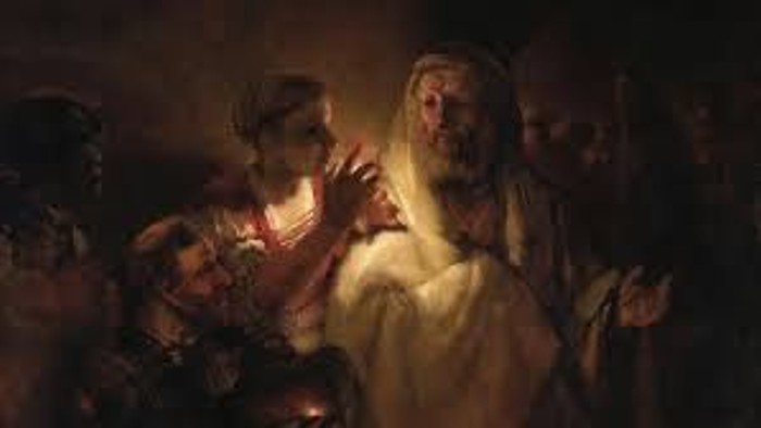 A dramatic biblical scene depicts Jesus raising a dead man while bystanders react in astonishment and sorrow.