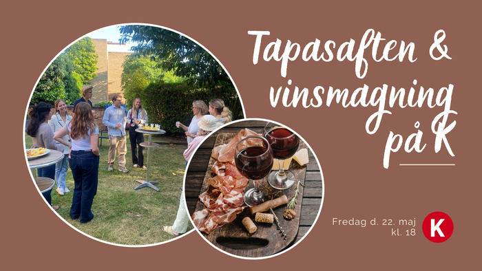 Arrangement for tapasaften med vinsmagning fredag den 22. maj kl. 18:00 udendørs.