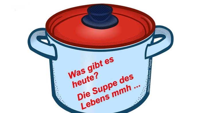 Kochtopf mit Aufschrift 