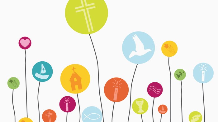 Des fleurs colorées avec des symboles religieux