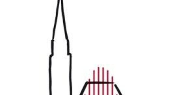 Logo für die Frankfurter Bläserschule mit stilisiertem Turm und musikalischer Wellenform sowie dem Namen der Schule.