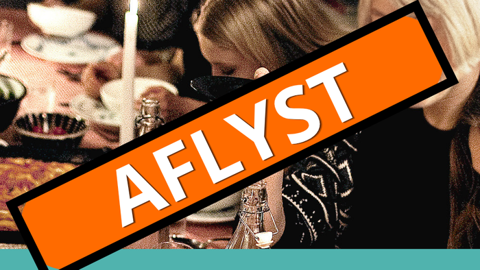 Et kampagneplakat, der fremmer dansk sammenhold gennem fælles måltider og fællesskab i udfordrende tider.