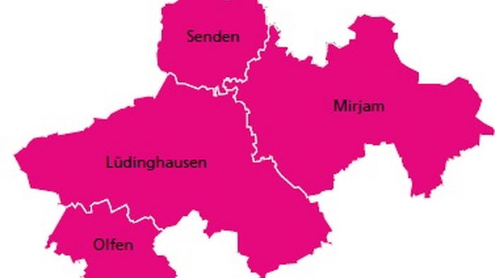Grafische Darstellung der südlichen Kirchengemeinden im Kirchenkreis Münster, die kooperieren
