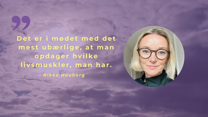 Et citat af Rikke Houberg om at opdage livets muskler i udfordrende øjeblikke med et portræt.