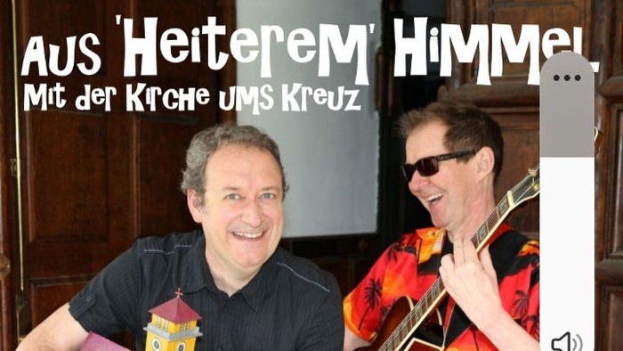 Plakatwerbung für ein humorvolles Konzert von Oliver Hochkofler und Imo Trojan bei einer Kirchenveranstaltung am 2. Oktober 2026.