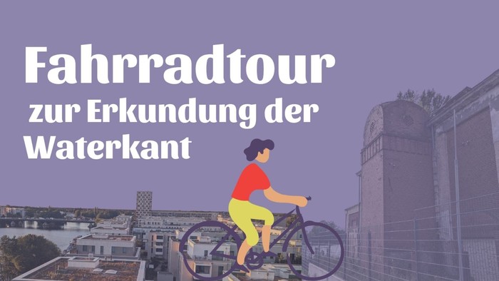 Zeichnung einer Fahrradfahrerin vor der Waterkant
