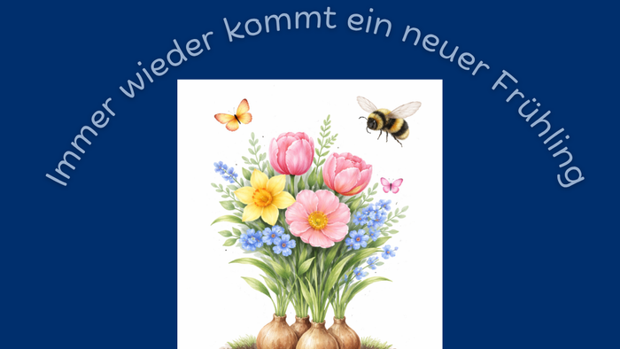 Bekanntmachung für einen Kindergottesdienst am 19. Februar 2026 mit frühlingshaften Illustrationen und Details.
