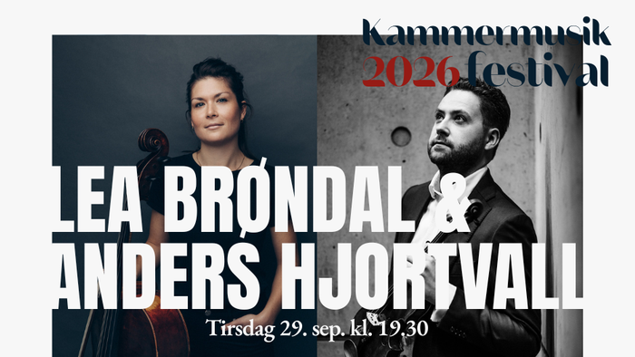 Reklameplakat for Lea Bröndals og Anders Hjortvalls kammermusikoptræden ved festivalen 2026 den 29. september.