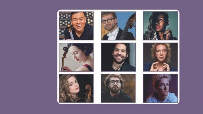 Fotos aller Mitwirkenden des Konzertes und ein Bild im Rahmen