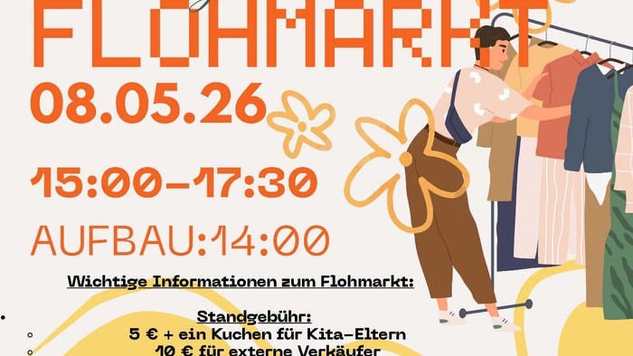 Plakat für den Flohmarkt in der Kita regenbogen am 8.5.2026