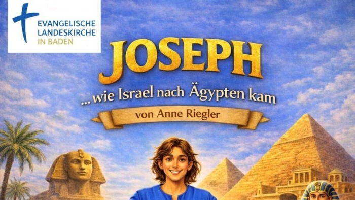 Plakat für einen Kinderchorauftritt über Josef in Ägypten, geplant in der Evangelischen Stadtkirche Eppingen.