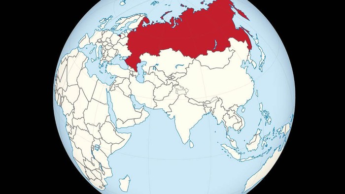Globus med Rusland i centrum