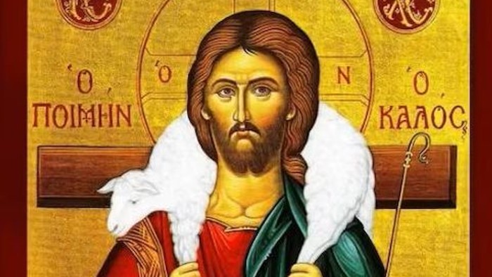 Jesus mit einem Lamm auf den Schultern