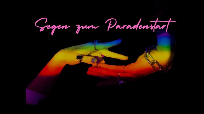Bunter Handschuh mit Text 