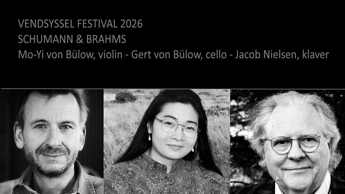 Reklameplakat for Vendsyssel Festival 2026 med musikerne Mo-Yi von Bülow, Gert von Bülow og Jacob Nielsen.