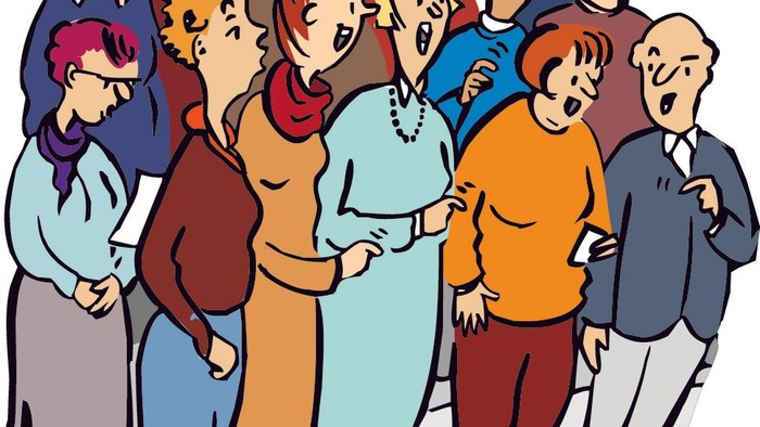 Eine Gruppe von Menschen singt gemeinsam.