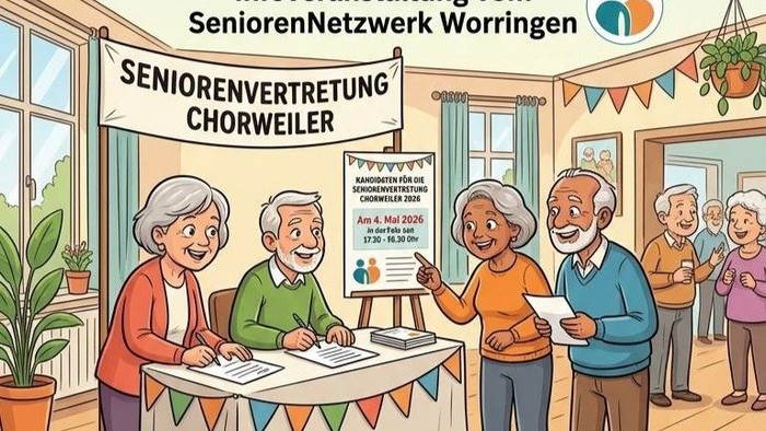 Informationsveranstaltung des SeniorenNetzwerks Worringen für die Seniorenvertreter:innen Chorweilers zur Besprechung der Kandidat:innennominierungen.