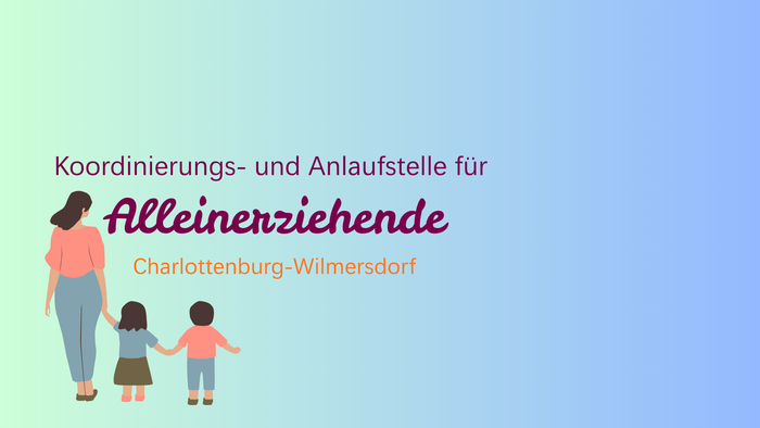 Schriftzug: Koordinierungs- und Anlaufstelle für Alleinerziehende