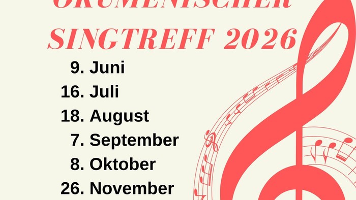 Ökumenische Singtreffen sind monatlich von Juni bis Dezember 2026 im Gemeinschaftszentrum Unterfeldhaus geplant.